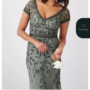 Oleg Cassini Teal Evening Dress